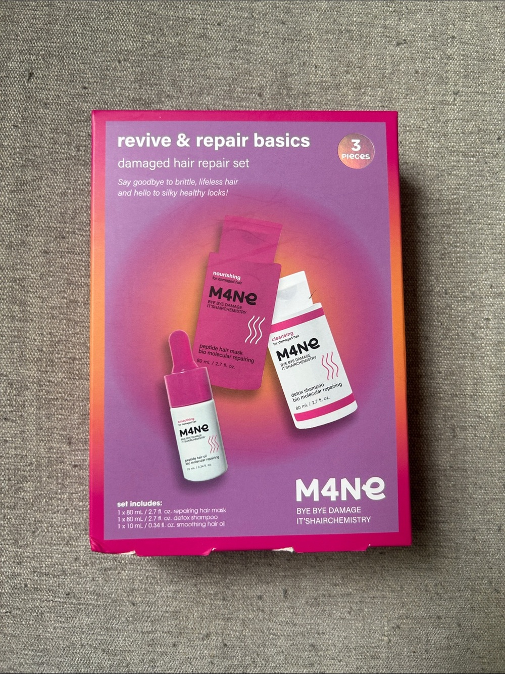 NWOT Revive & Repair Basics Women Damaged Hair 3 piece Set - Pink